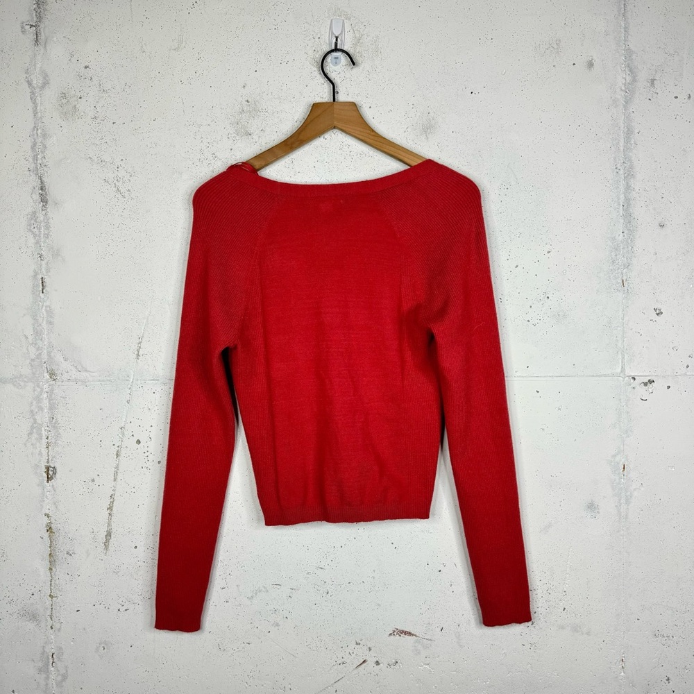 American Eagle Ribbed Button Front Red Cardigan S… - image 6